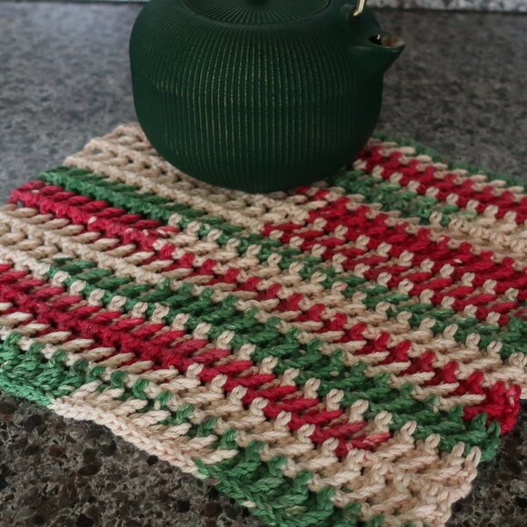 Multicolored Crochet Dish Drying Mats 100% Cotton Kitchen - Picture 6 of 11